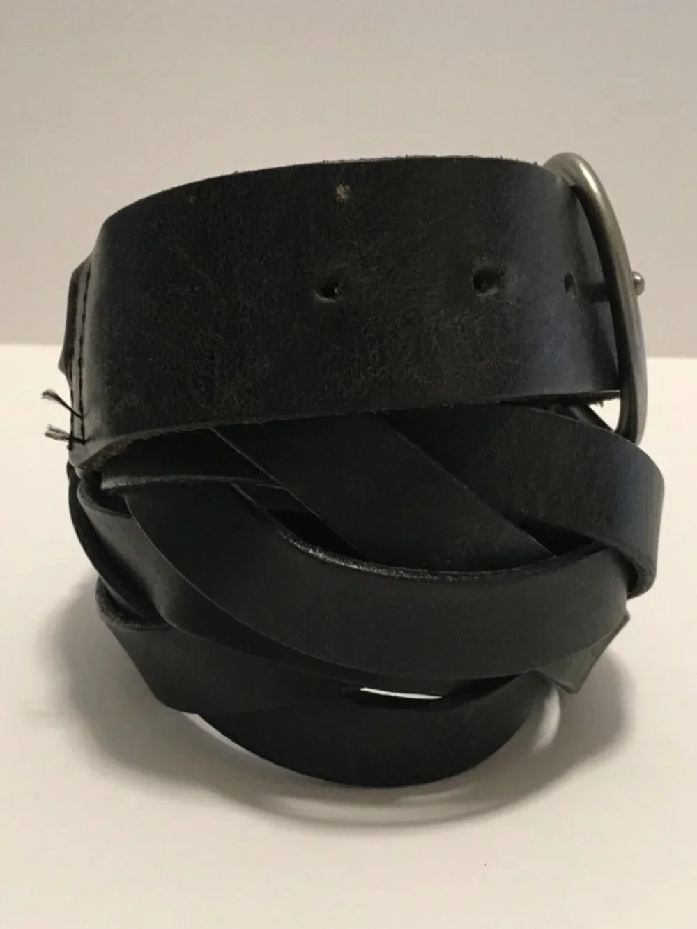 Vintage Gap Jeans 1969 Genuine Leather Belt Black USA Made Brass Buckle Size M